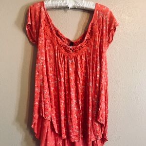Jessica Simpson Coral&Floral High-Low Summer Top